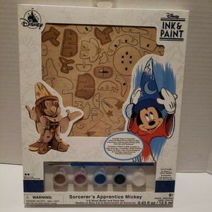 Disney Sorcerer Mickey 3D Wood Model and Paint Set NEW Ink & Paint Series